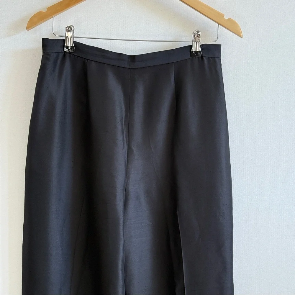 Vintage Silk Trousers High Waist Black 12
